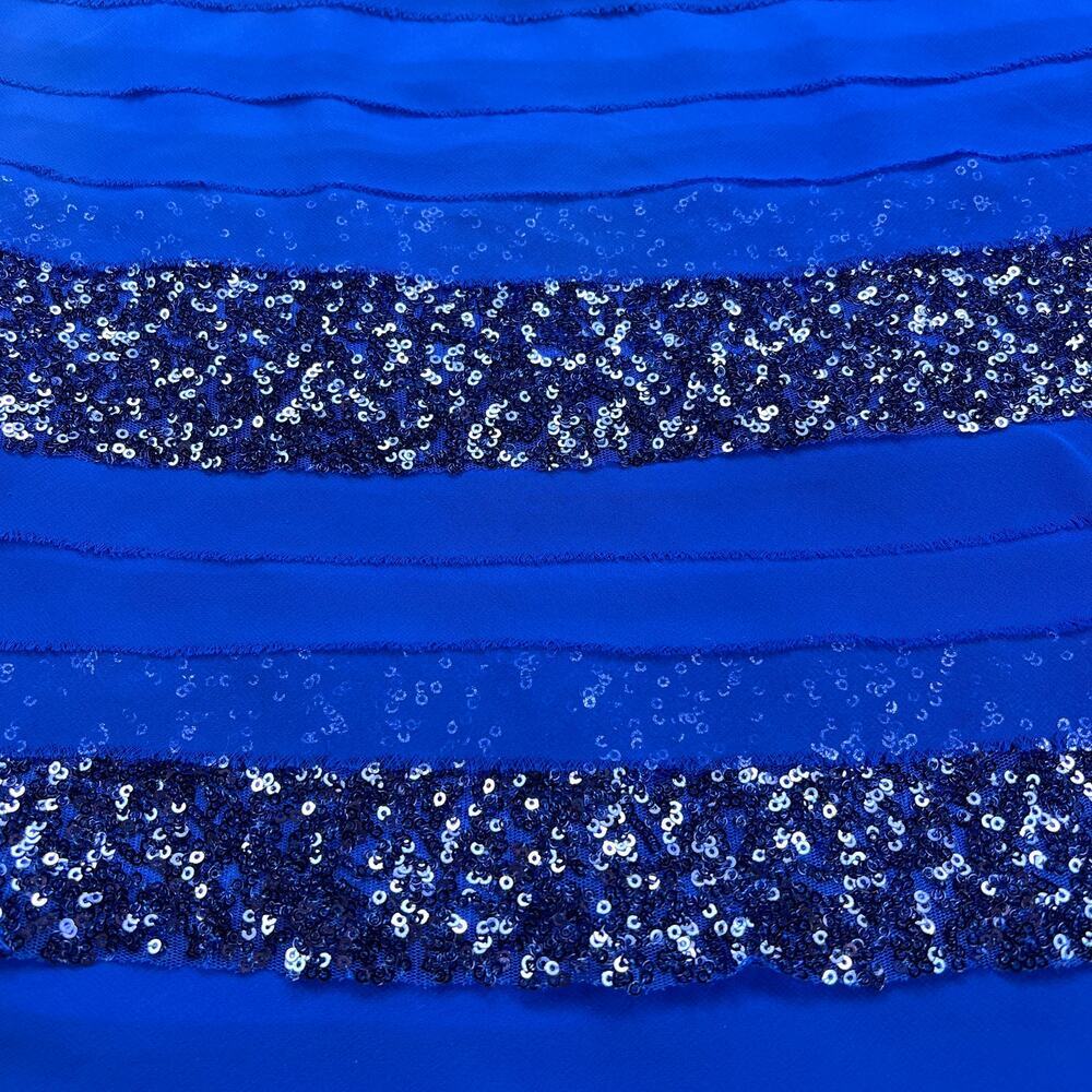 Aidan Mattox Royal Blue Tiered Sequined Blouson Cocktail Party Dress Size 12 - Picture 8 of 16